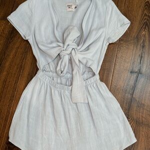 Princess Polly Light Blue Tie-Front Crop Top